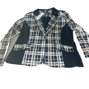 Berek Formal Jacket Foil  Gold Plaid Blazer Elegant‎ Top Size Large